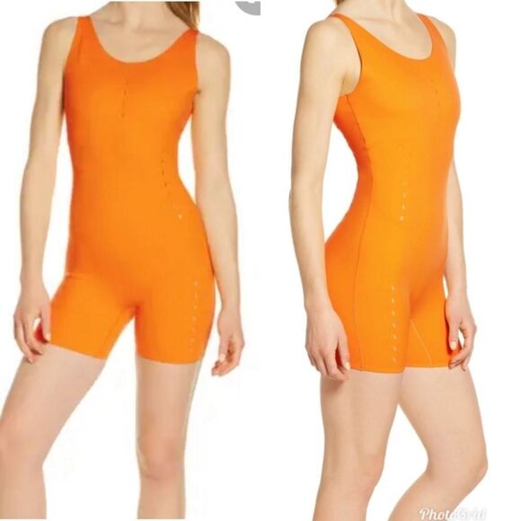 Nike Dri-FIT Yellow Orange Romper Training Bodysuit - Picture 1 of 9
